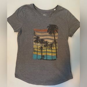 Women’s Gray Colorful Sonoma Palm Tree T-Shirt Medium
